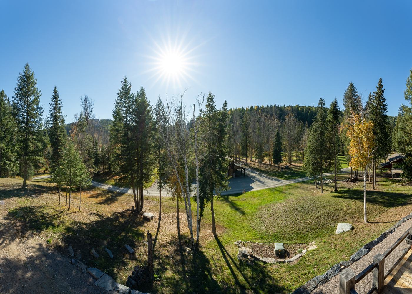 The lawn and ponds below the Main House