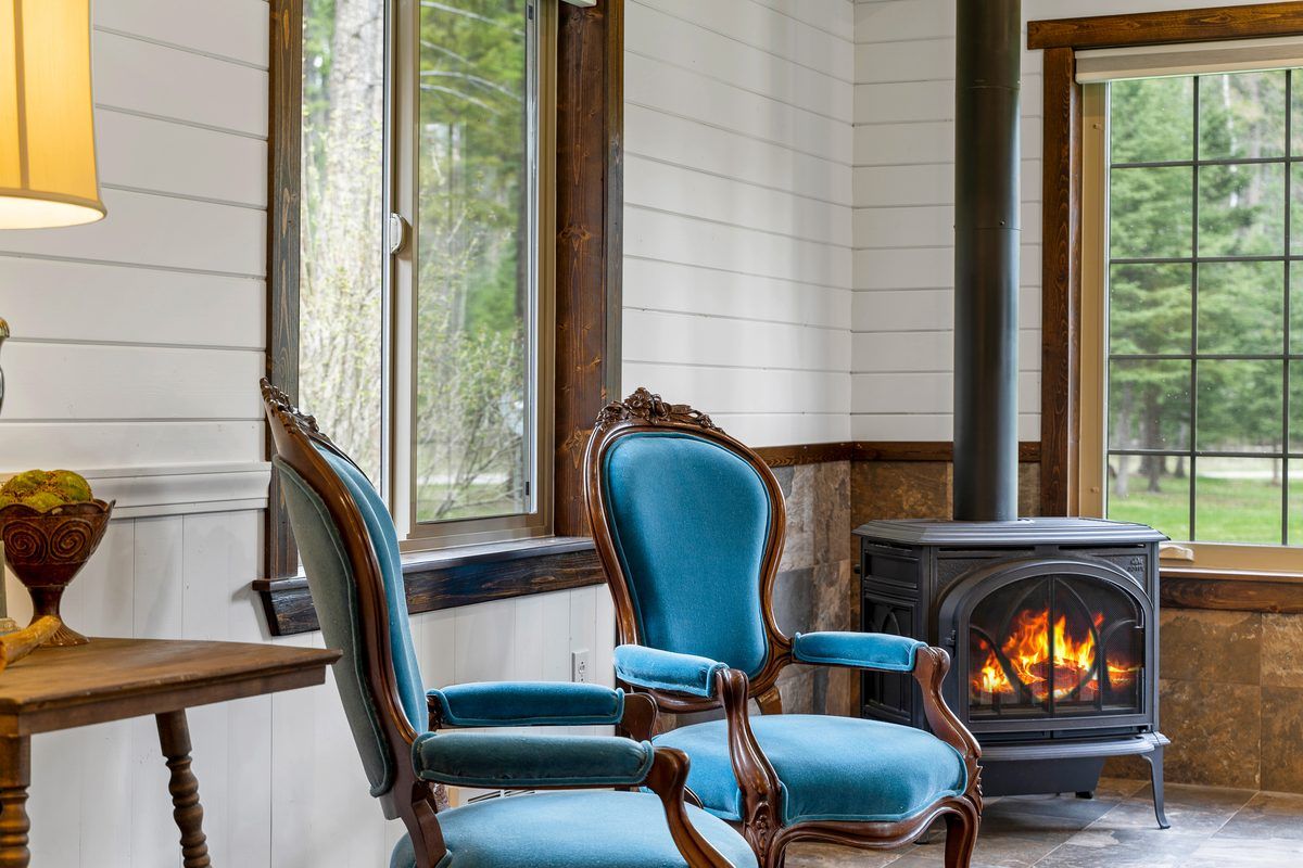Armchairs by the wood stove