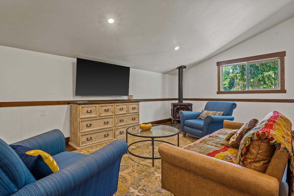 Second sitting room with wood stove